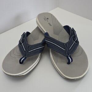 Clarks Gray Cushioned Slide Sandals Sz 12M